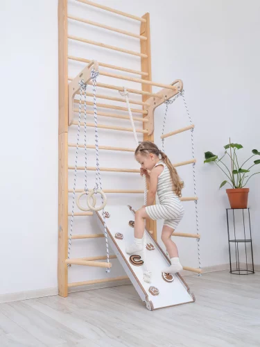 Pikler-Dreieck Set aus 4 Teilen: Indoor-Spielplatzbogen und Dreieck-Klettergerüst, Montessori-Toddler-Spielgymnastik